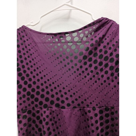 VTG Y2K Express Babydoll Top Womens Medium Black Purple Burnout Polka Dot Grunge - Picture 11 of 12
